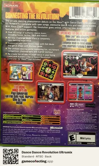 Dance Dance Revolution Ultramix Xbox, NTSC box back