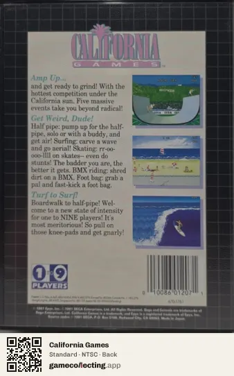 California Games Sega Mega Drive / Genesis, NTSC box back