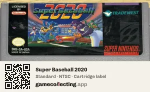 Super Baseball 2020 Super Nintendo Entertainment System, NTSC cartridge label