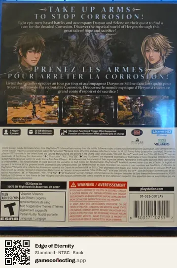 Edge of Eternity PlayStation 5, NTSC box back