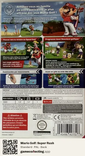 Mario Golf: Super Rush Nintendo Switch, PAL box back