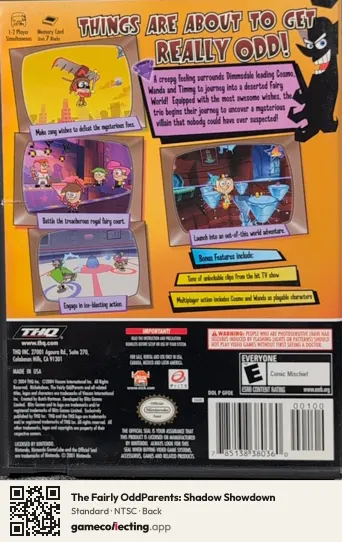 The Fairly OddParents: Shadow Showdown Nintendo GameCube, NTSC box back