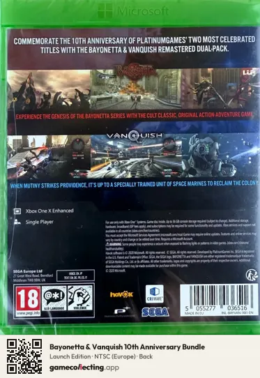 Bayonetta & Vanquish 10th Anniversary Bundle Xbox One, Europe box back