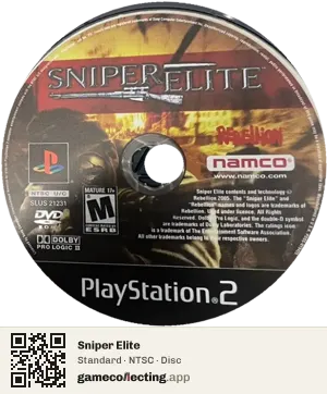 Sniper Elite PlayStation 2, NTSC disc