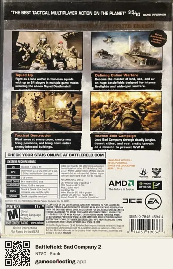 Battlefield: Bad Company 2 Computer, NTSC box back