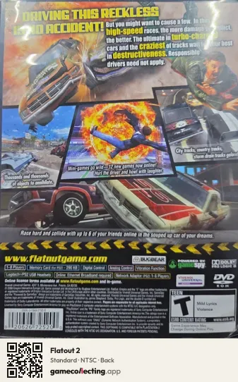Flatout 2 PlayStation 2, NTSC box back