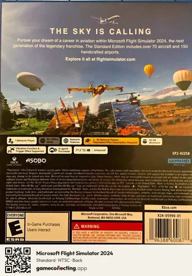 Microsoft Flight Simulator 2024 PlayStation 5, NTSC box back