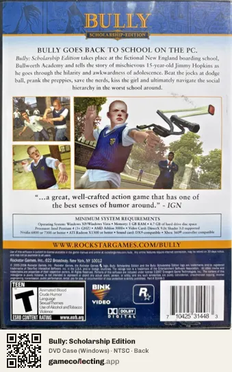 Bully: Scholarship Edition Computer, NTSC box back
