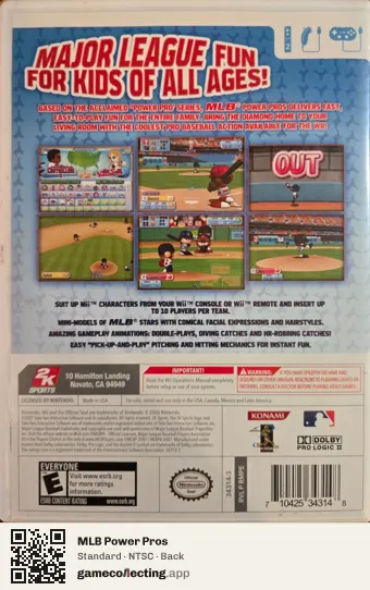 MLB Power Pros Nintendo Wii, NTSC box back