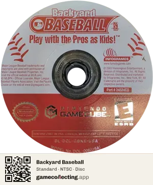Backyard Baseball Nintendo GameCube, NTSC disc