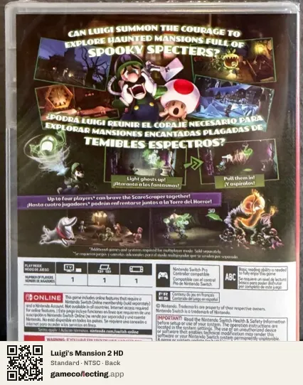 Luigi's Mansion 2 HD Nintendo Switch, NTSC box back