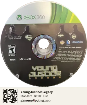 Young Justice: Legacy Xbox 360, NTSC disc