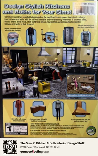The Sims 2: Kitchen & Bath Interior Design Stuff Computer, NTSC box back