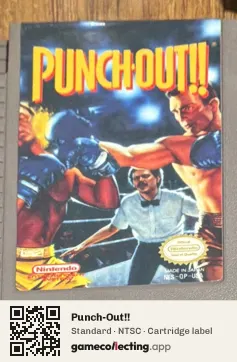 Punch-Out!! Nintendo Entertainment System, NTSC cartridge label