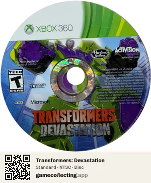Transformers: Devastation Xbox 360, NTSC disc