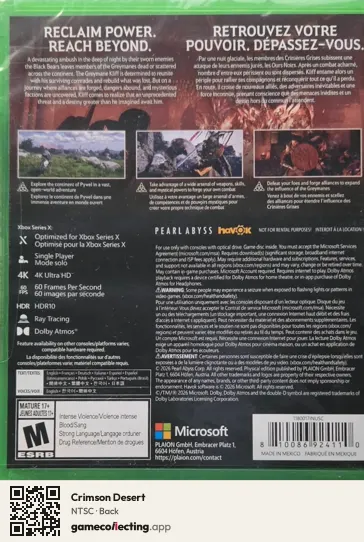Crimson Desert Xbox Series X, NTSC box back