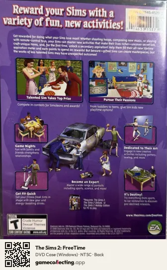 The Sims 2: FreeTime Computer, NTSC box back
