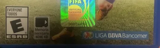 FIFA 15, the ESRB box on its front