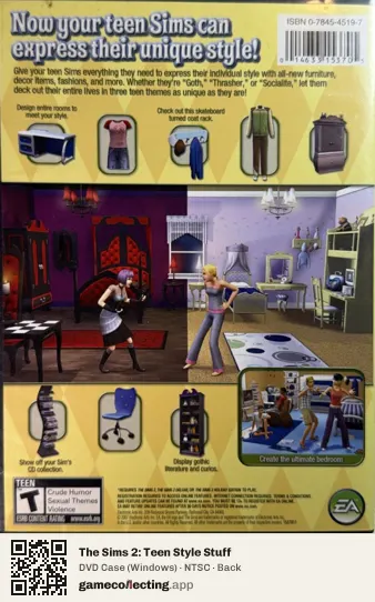 The Sims 2: Teen Style Stuff Computer, NTSC box back