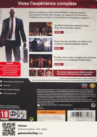 Hitman Xbox One, PAL box back
