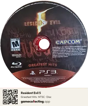 Resident Evil 5 PlayStation 3, NTSC disc