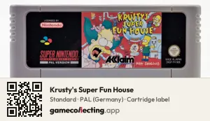 Krusty's Super Fun House Super Nintendo Entertainment System, PAL cartridge label