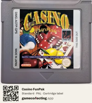 Casino FunPak Game Boy, PAL cartridge label