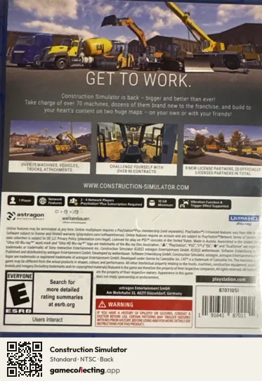 Construction Simulator PlayStation 5, NTSC box back