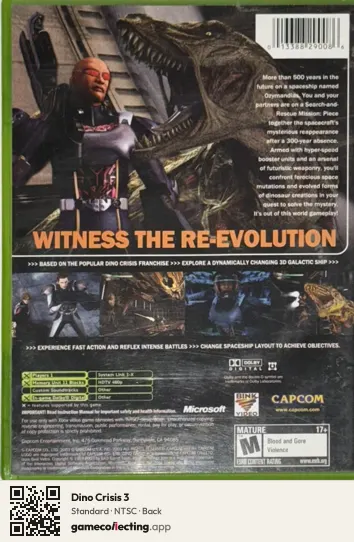Dino Crisis 3 Xbox, NTSC box back
