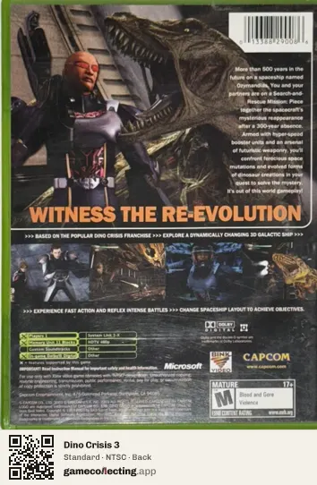 Dino Crisis 3 Xbox, NTSC box back