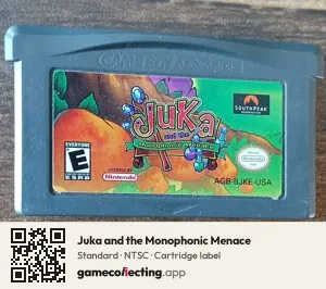 Juka and the Monophonic Menace Game Boy Advance, NTSC cartridge label