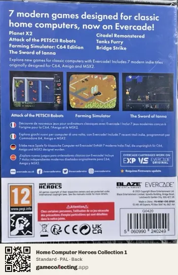 Home Computer Heroes Collection 1 Evercade, PAL box back