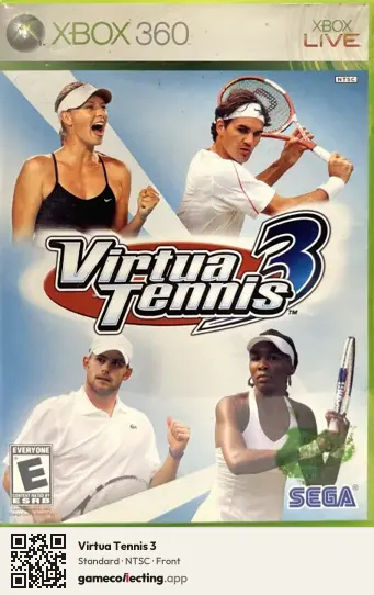 Virtua Tennis 3 Xbox 360, NTSC box front