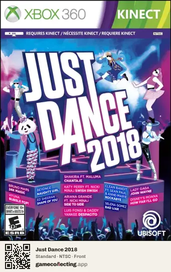 Just Dance 2018 Xbox 360, NTSC box front