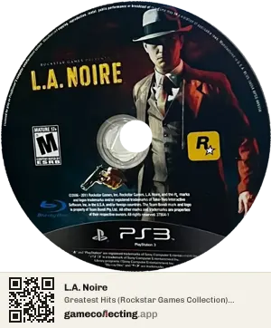 L.A. Noire PlayStation 3, NTSC disc