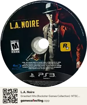 L.A. Noire PlayStation 3, NTSC disc