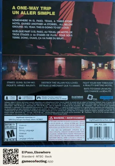 El Paso, Elsewhere PlayStation 5, NTSC box back