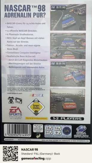 NASCAR 98 Sega Saturn, Germany box back