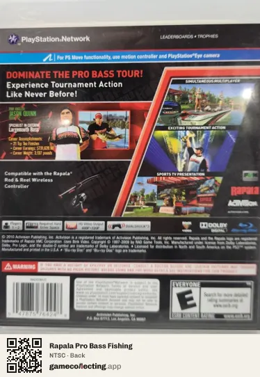 Rapala Pro Bass Fishing PlayStation 3, NTSC box back