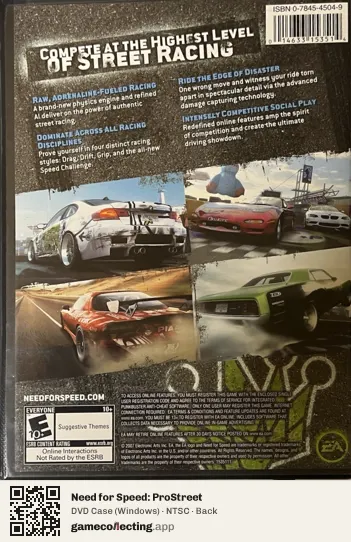 Need for Speed: ProStreet Computer, NTSC box back