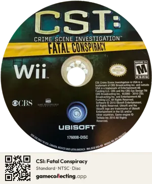 CSI: Fatal Conspiracy Nintendo Wii, NTSC disc