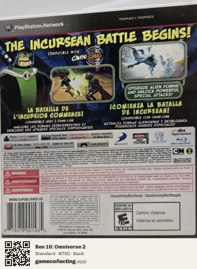 Ben 10: Omniverse 2 PlayStation 3, NTSC box back