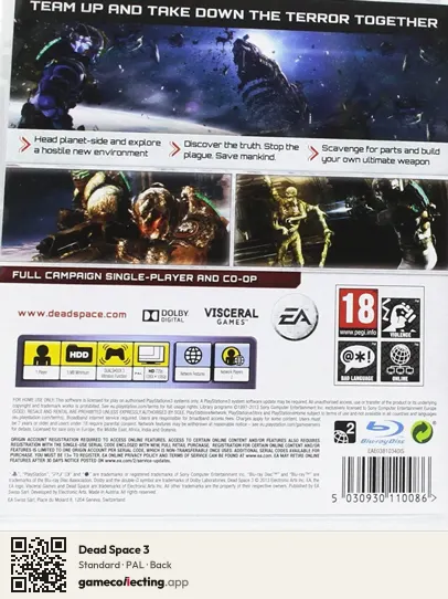 Dead Space 3 PlayStation 3, PAL box back