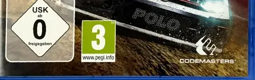 Dirt Rally 2.0, the USK square on its front