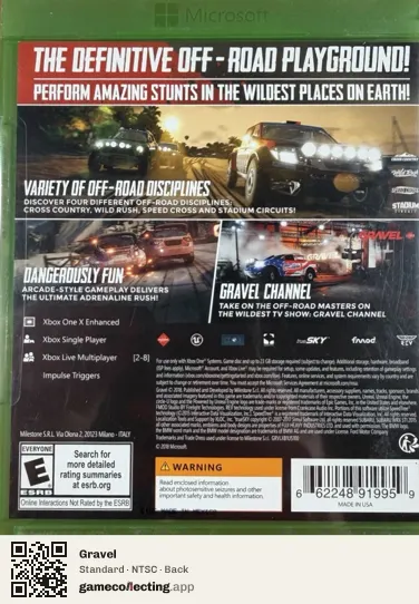 Gravel Xbox One, NTSC box back