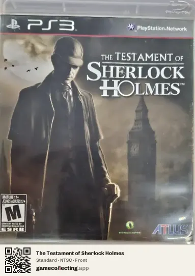 The Testament of Sherlock Holmes PlayStation 3, NTSC box front