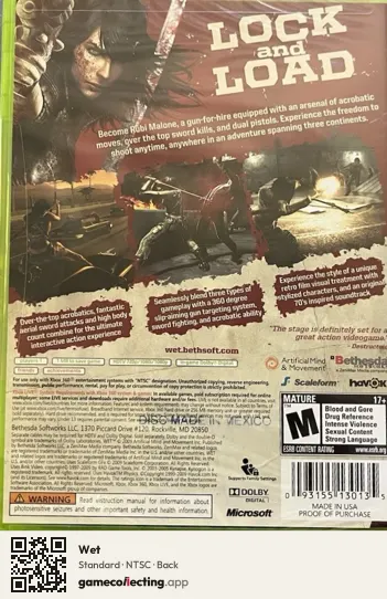 Wet Xbox 360, NTSC box back