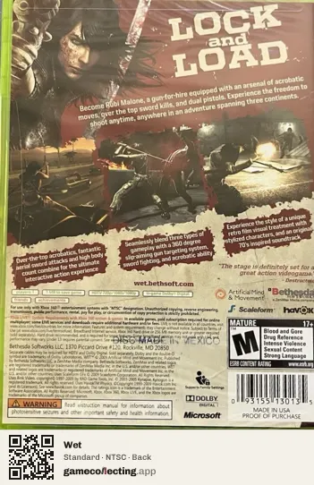 Wet Xbox 360, NTSC box back