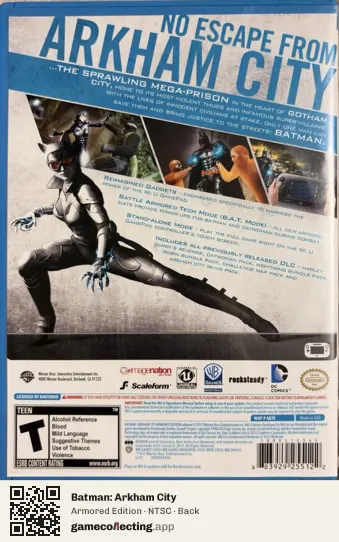 Batman: Arkham City Nintendo Wii U, NTSC box back