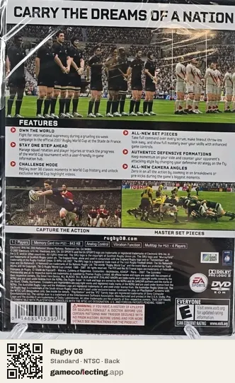 Rugby 08 PlayStation 2, NTSC box back